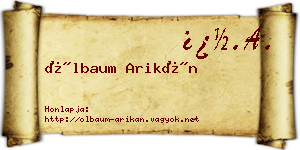 Ölbaum Arikán névjegykártya